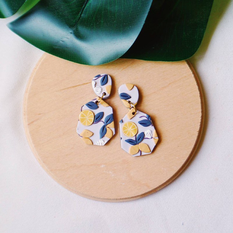 Fruity Lemons - Handmade Polymer Clay Earrings