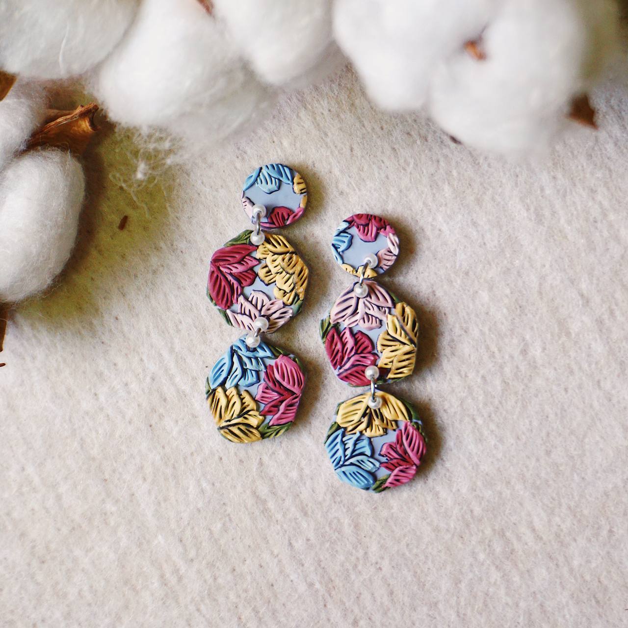 Peonies - Handmade Polymer Clay Earrings