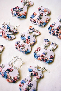 Whimsical Florals (Stone Base) - Handmade Polymer Clay Earrings
